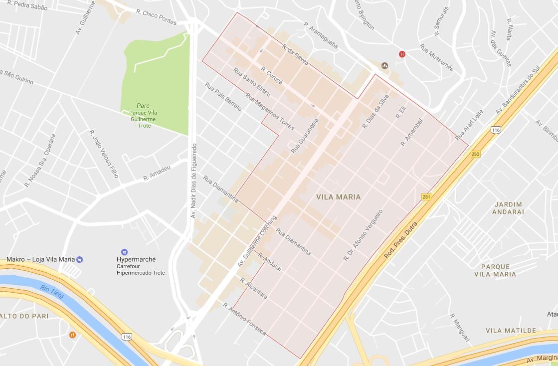 Kart over Vila Maria São Paulo