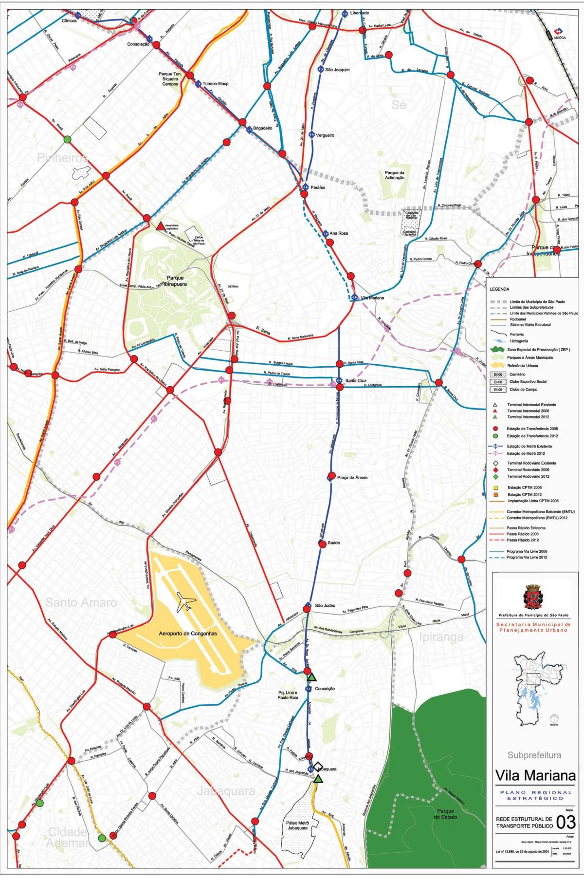 Kart over Vila Mariana São Paulo - Offentlig transport