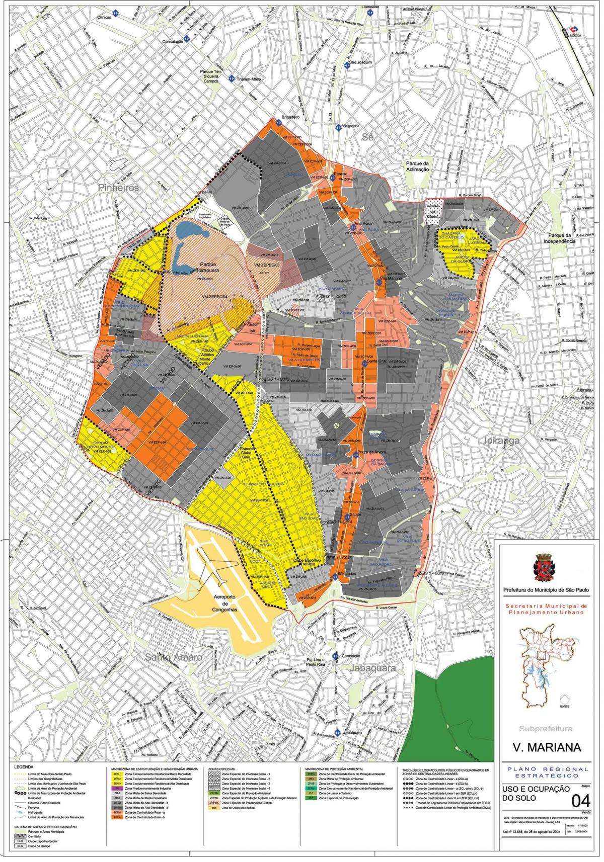 Kart over Vila Mariana São Paulo - Okkupasjon av jord