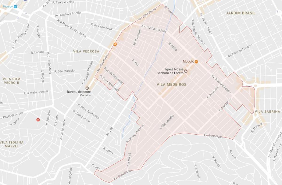 Kart over Vila Medeiros São Paulo