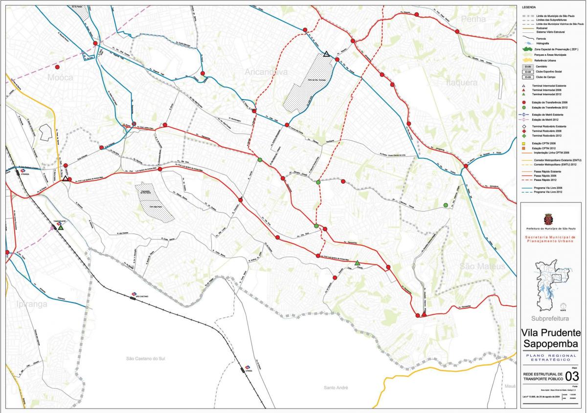 Kart over Vila Prudente São Paulo - Offentlig transport