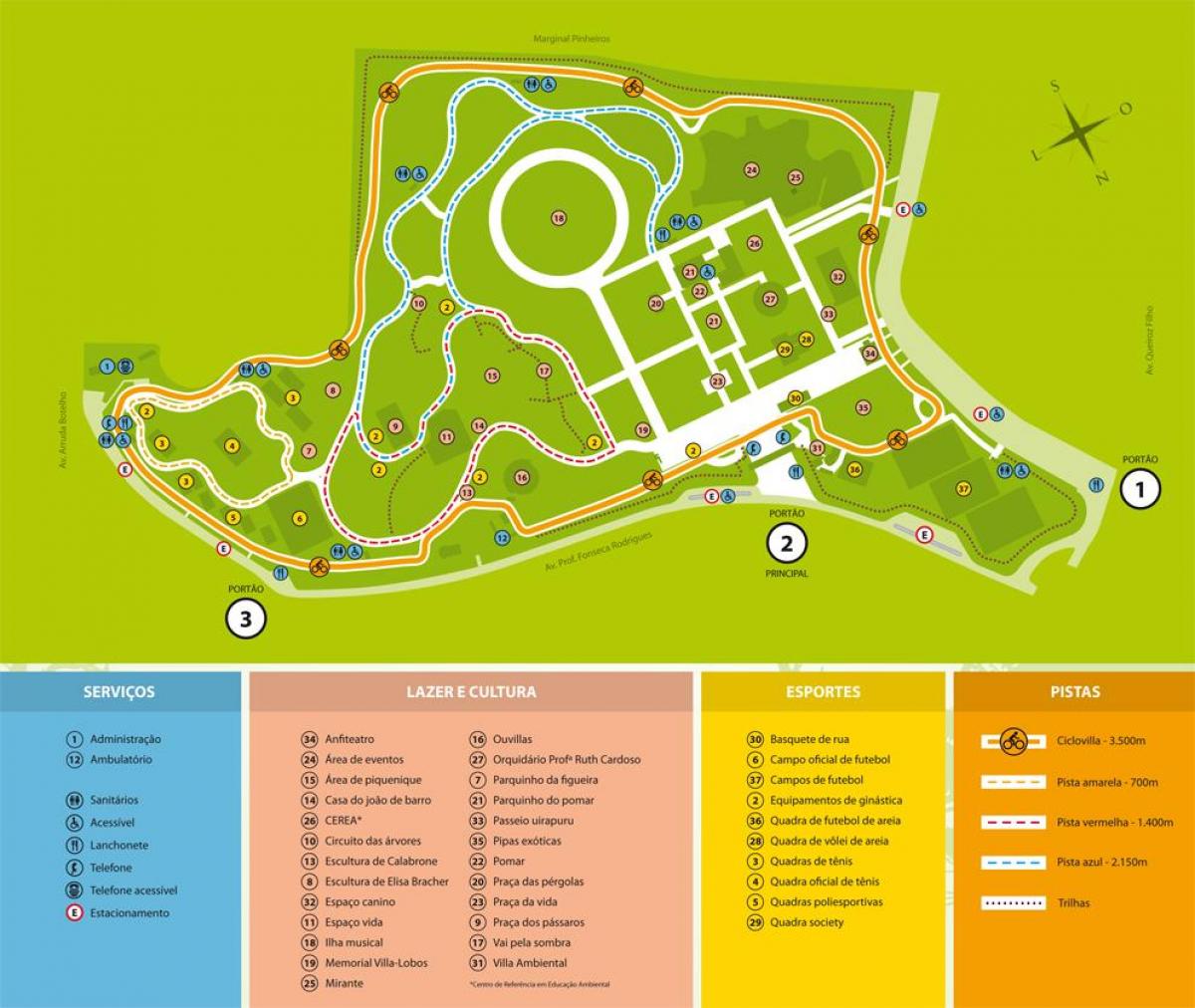 Kart over Villa-Lobos park