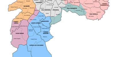 Kart av administrative sone av São Paulo