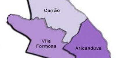 Kart over Aricanduva-Vila Formosa sub-prefecture