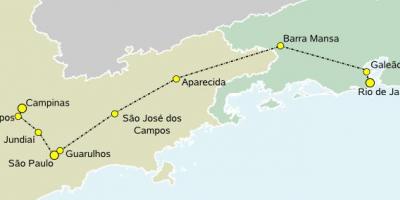 Kart av high-speed tog-São Paulo
