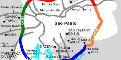 Kart over Mário Covas highway - SP 21