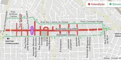 Kart av Paulista avenue i São Paulo