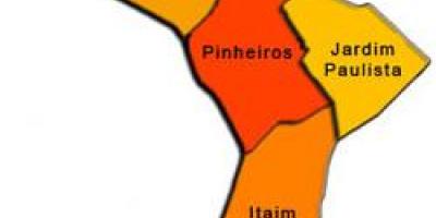 Kart av Pinheiros sub-prefecture
