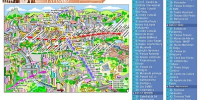 Kart av São Paulo attraksjoner