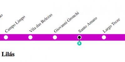 Kart av São Paulo metro - Linje 5 - Lilla