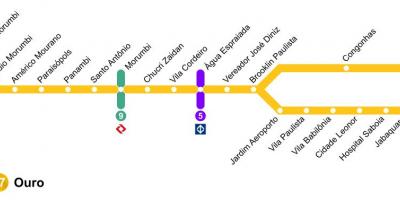 Kart av São Paulo monorail - Linje 17 - Gull