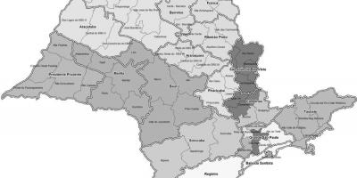Kart av São Paulo svart og hvit