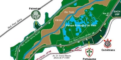 Kart over Tiete Økologiske Park