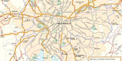 Kart av tilgang veier São Paulo